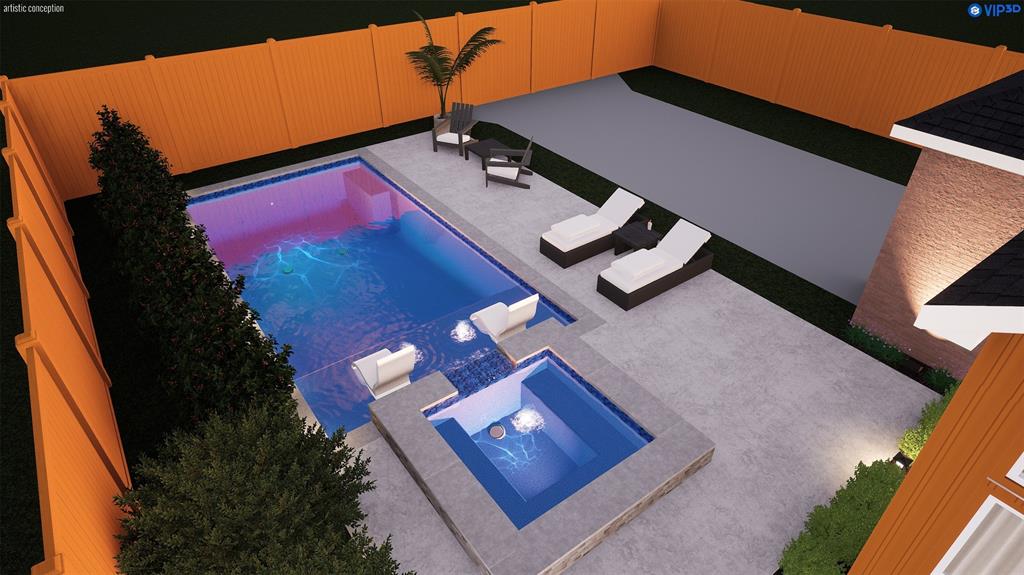 Virtual Rendering- pool and deck installed back yard