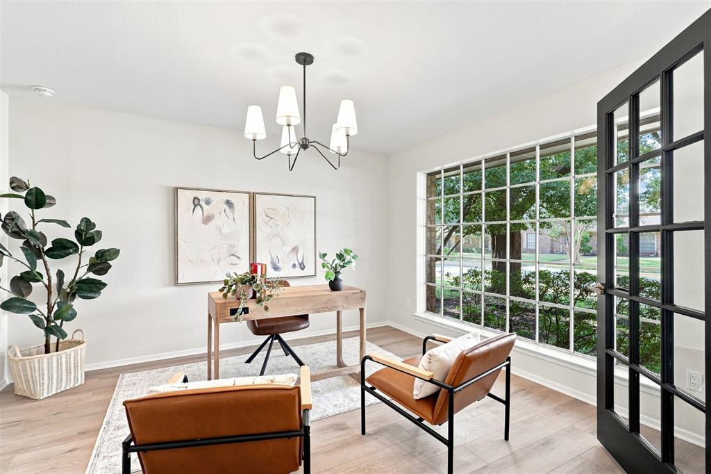 French doors with grid paneling