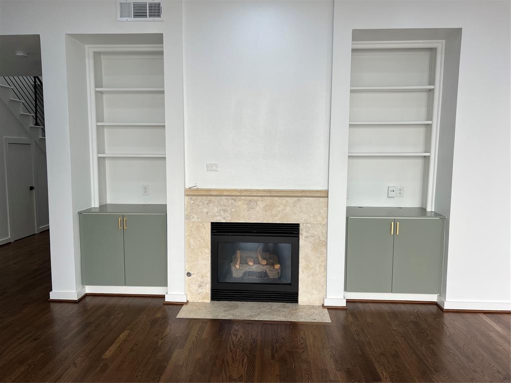 Built ins and fireplace