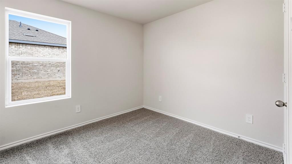 Neutral wall color with plush gray carpeting