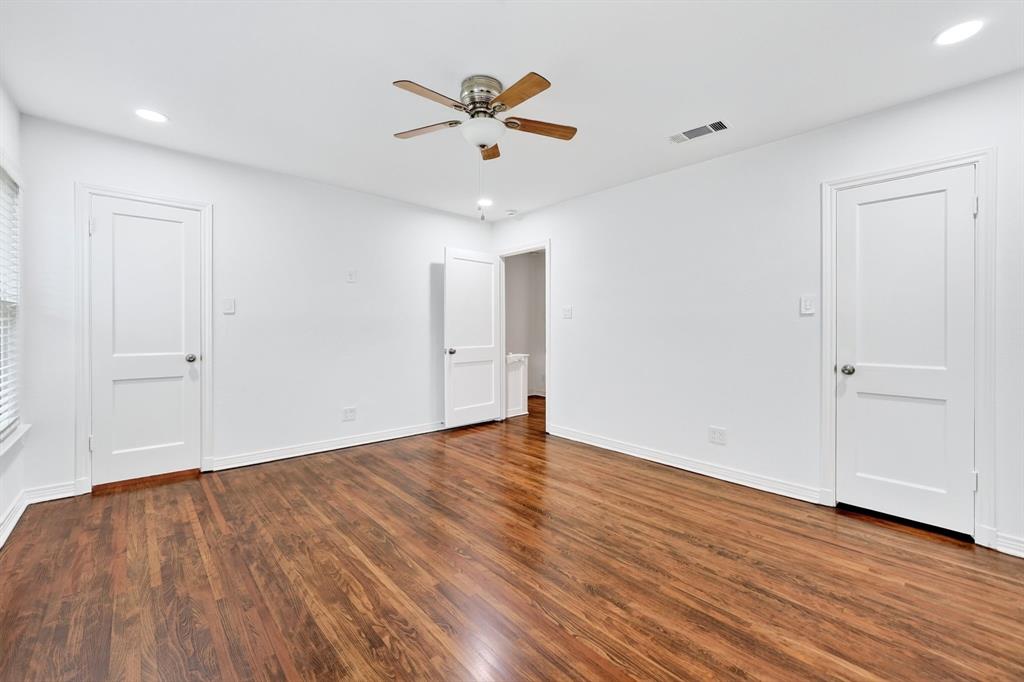 Primary bedroom includes two closets.