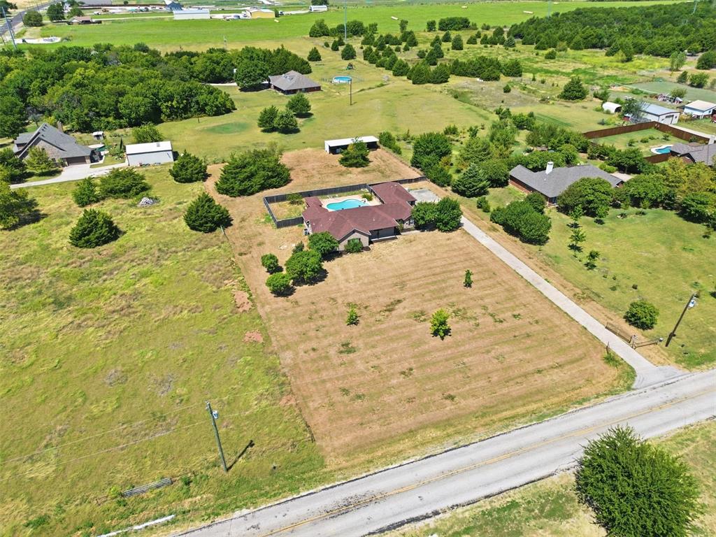 Aerial View detailing the front of the property.