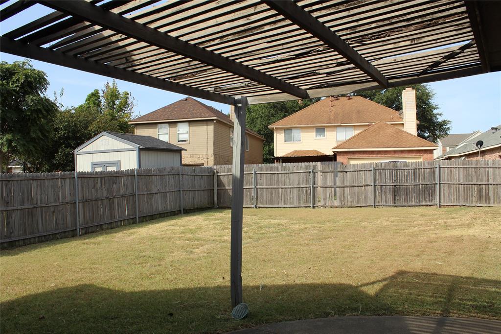 Backyard view from covered porch