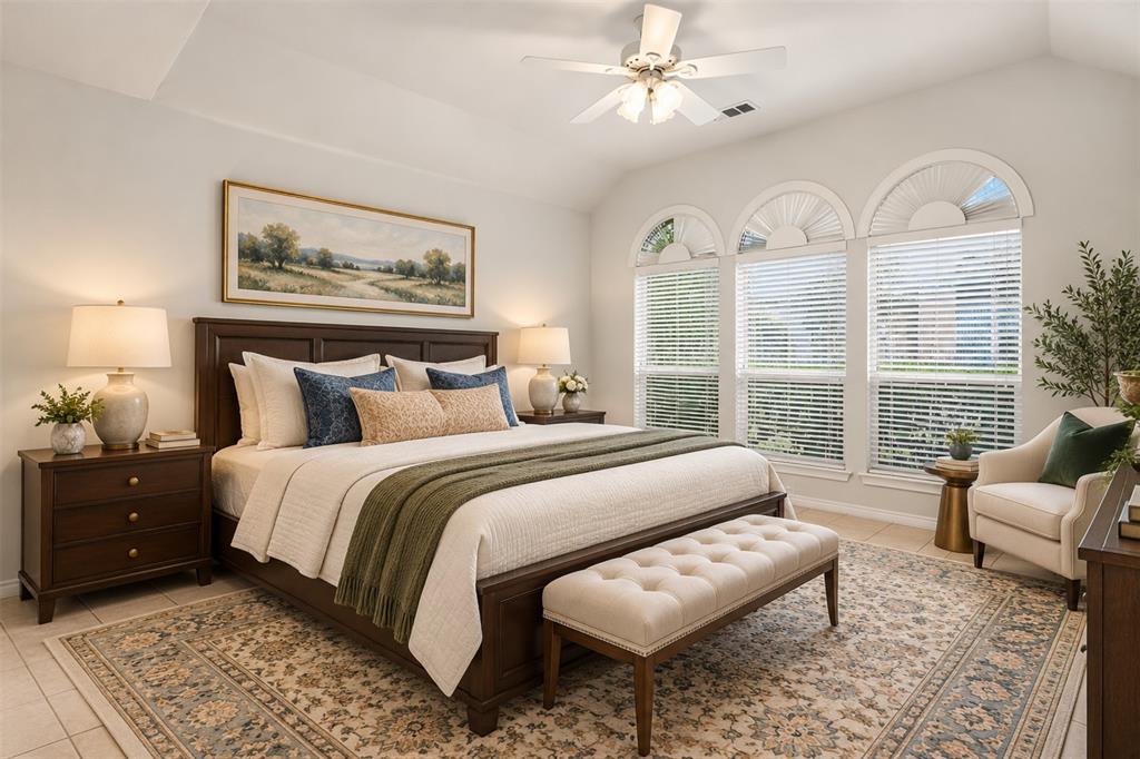 First-floor primary suite - virtually staged