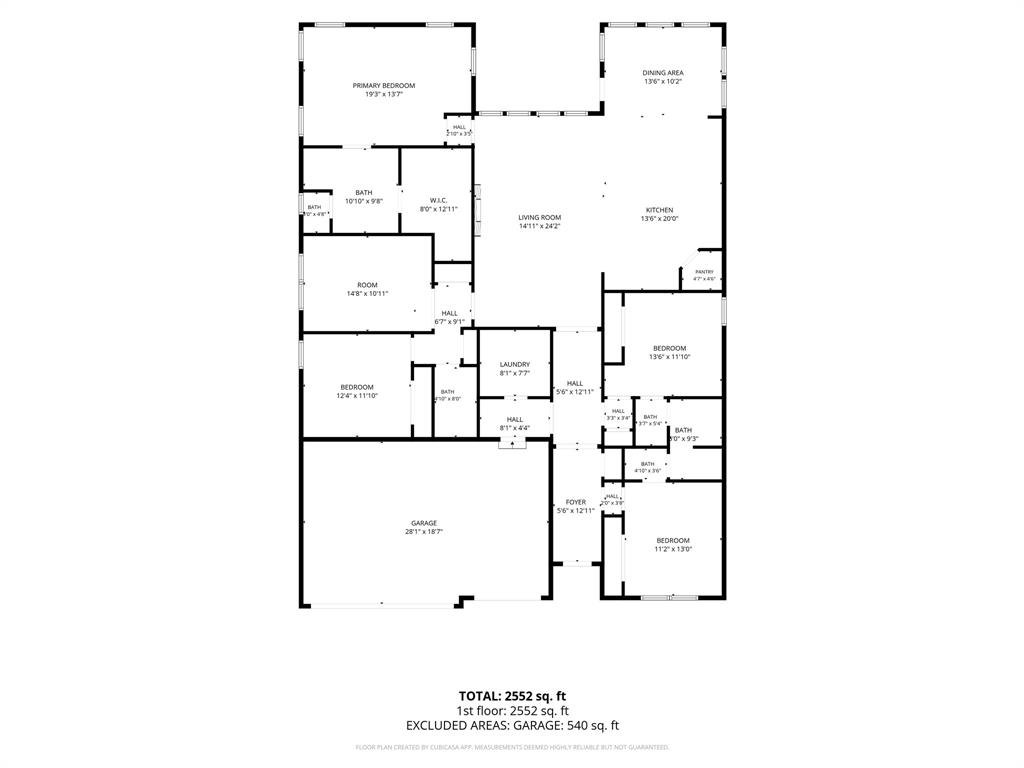 Floor plan with dimensions.  Buyer and buyers agent are responsible for measurements.  Listing agent holds no responsibility.