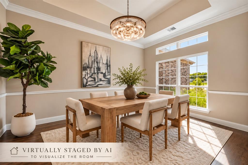 Dining space with virtual staging.