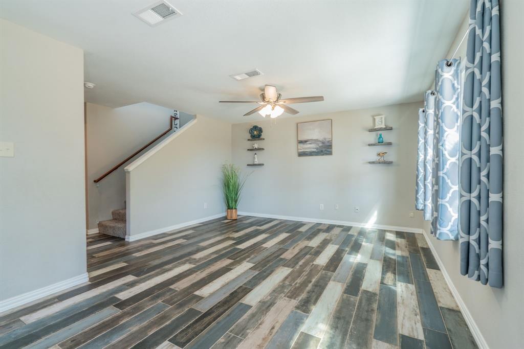 Living area, wood style tile