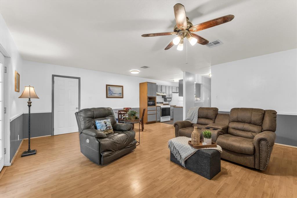 Wood-finish flooring throughout