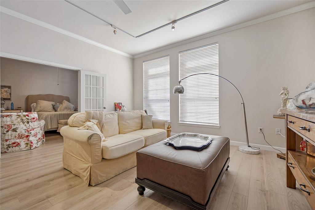 Another view of the living space with room for a desk work area too!
