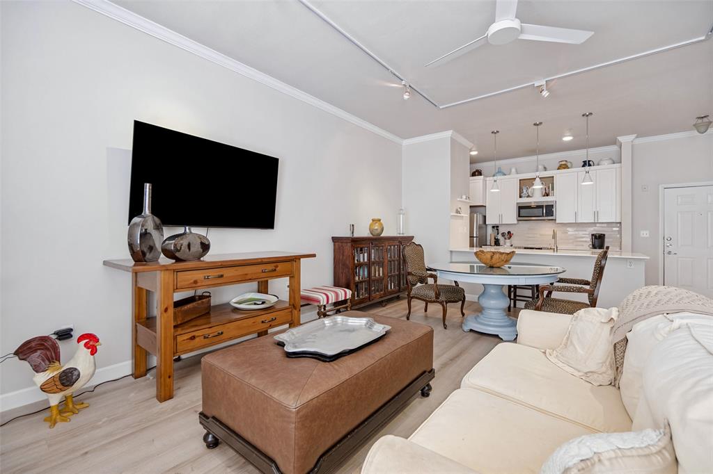 Generous sized living room area with great flooring!