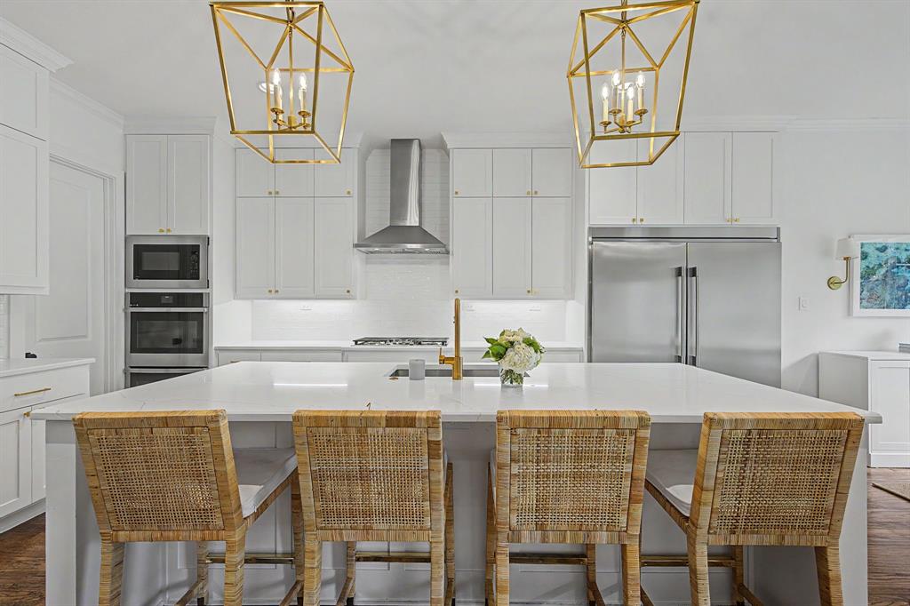 Kitchen with stainless-steel appliances
