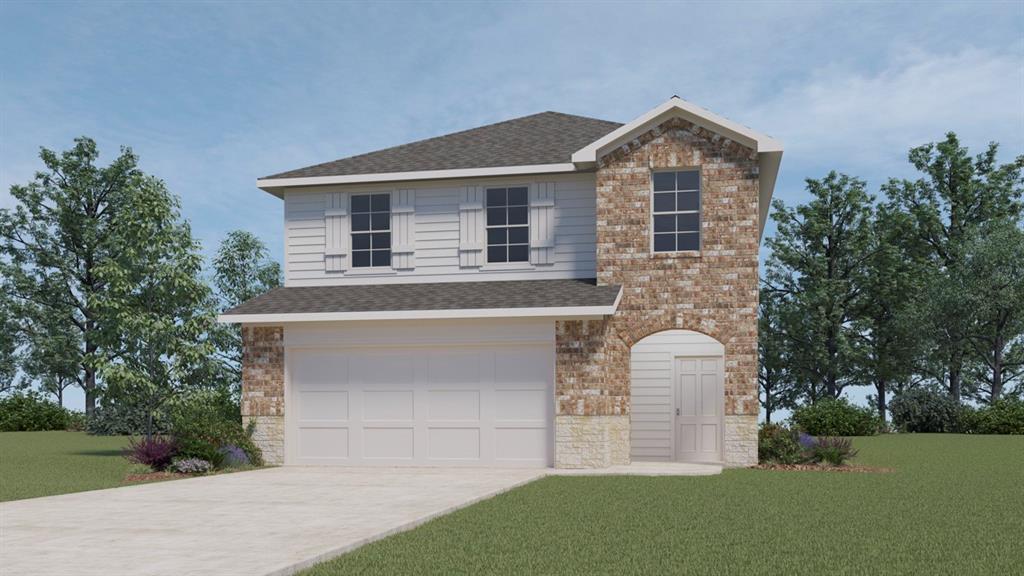 Two-story residence featuring a stone and siding facade