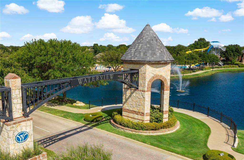 Welcome to Waterview – Waterview’s signature entrance sets the tone for a neighborhood built around recreation and outdoor living, with landscaped lakes, walking paths, and the community’s private water park nearby.