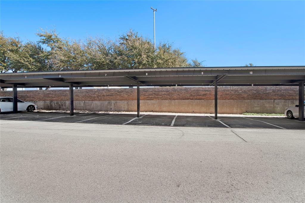 View of covered parking lot