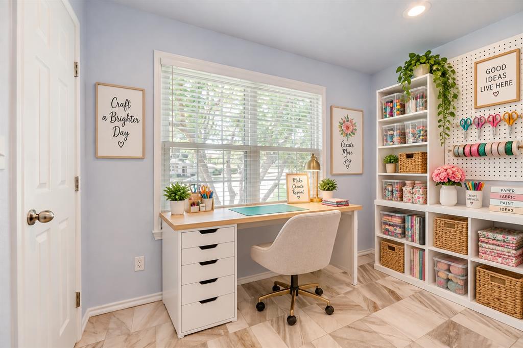 BONUS room... virtually staged as a perfect crafts room!