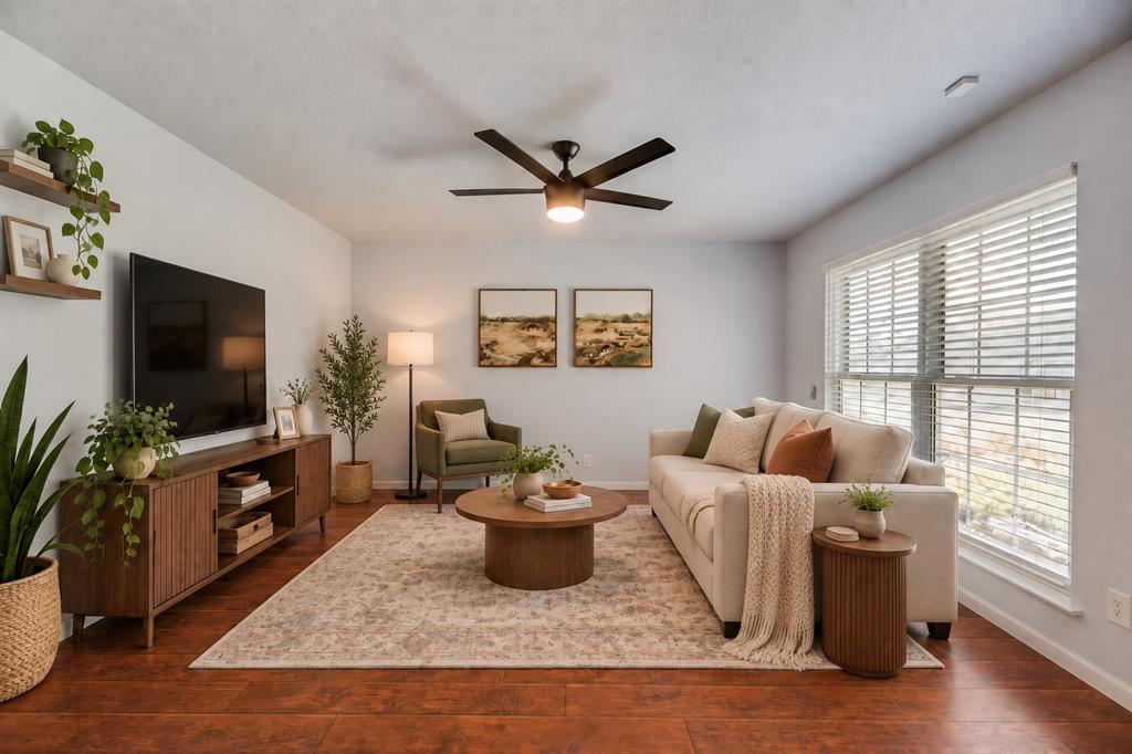 Downstairs flex space... Virtually staged as second living area