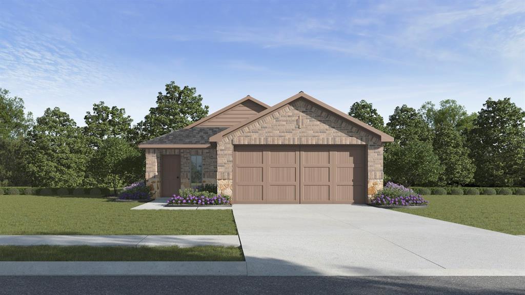 Brick and siding exterior with an attached two-car garage, concrete driveway, and front landscaping Brick and siding exterior with an attached two-car garage, concrete driveway, and front landscaping