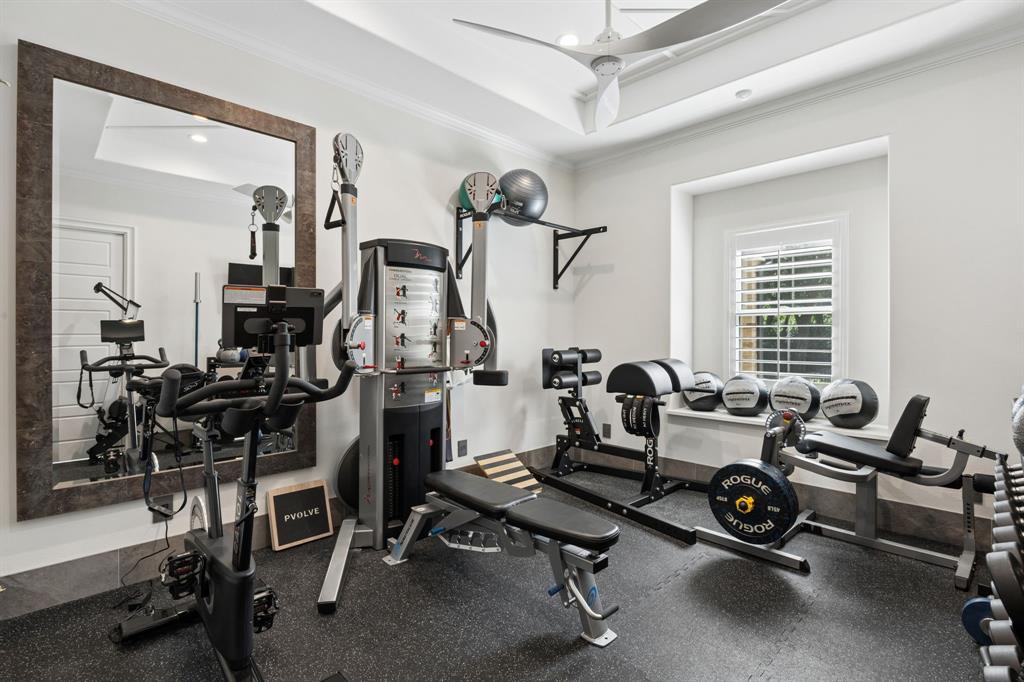 Downstairs bedroom is currently being used as a gym.