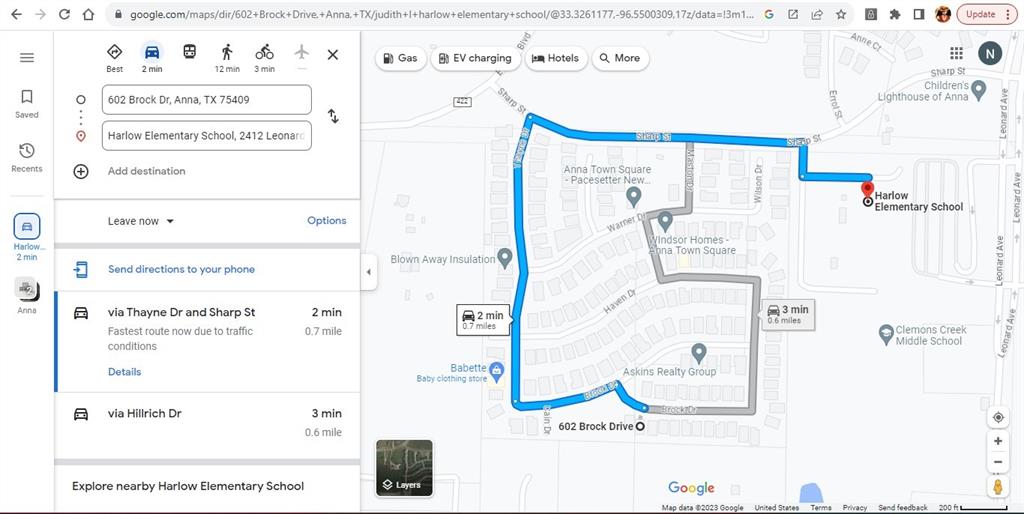 Digital Map Interface. Displaying route options and travel times between two specified addresses