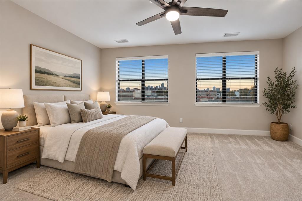 Primary bedroom virtually staged