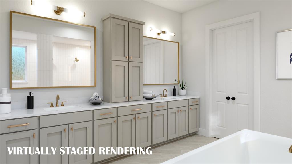 Plenty of room for two in this stunning owner's bath!  VIRTUALLY STAGED RENDERING