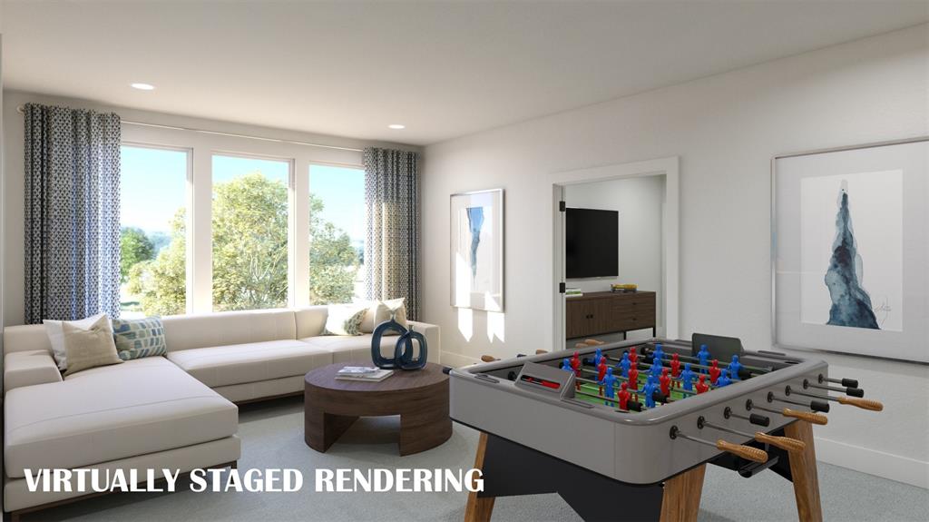 The entire family will enjoy hours of fun in this delightfully sunny game room!  VIRTUALLY STAGE RENDERING