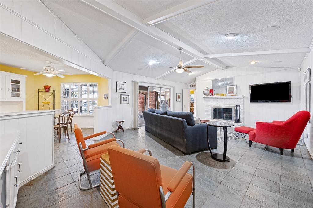 Family room with fireplace