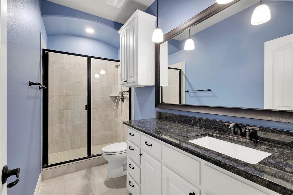 Split bathroom next to split bedroom