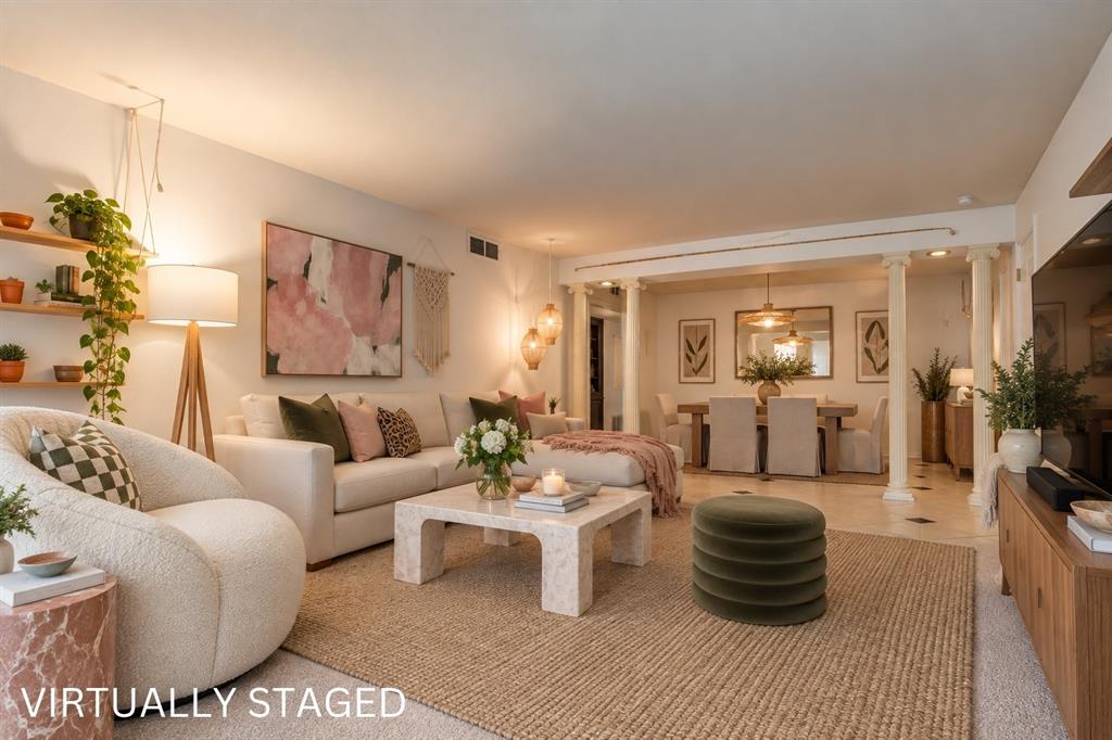 Open-concept living area with integrated dining space