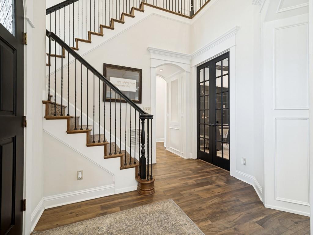 View from the entry toward the office shows the clean lines and detailed features of the home.