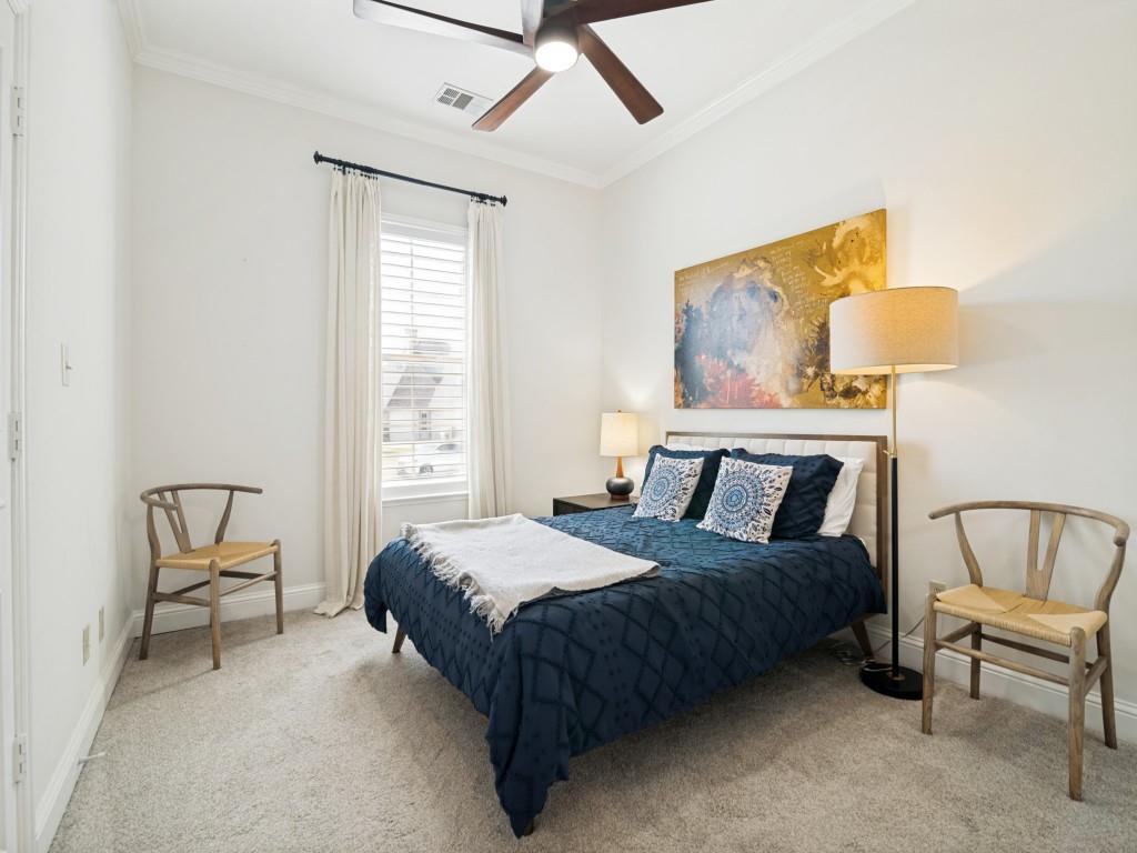 Much desired second bedroom downstairs with ensuite bathroom.