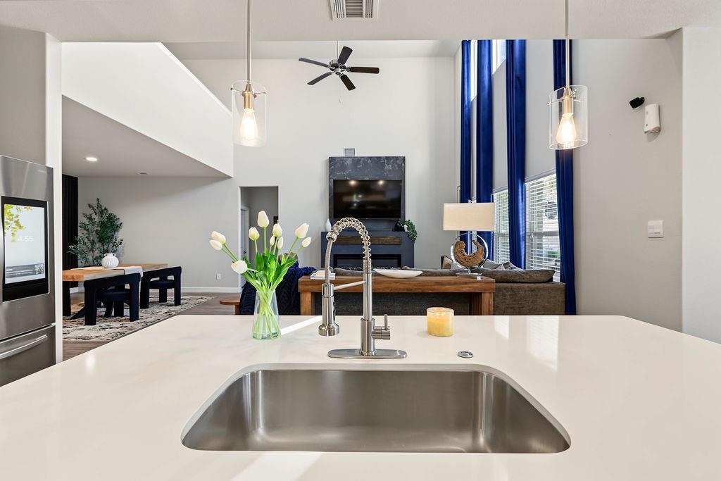 Kitchen overlooking the living area