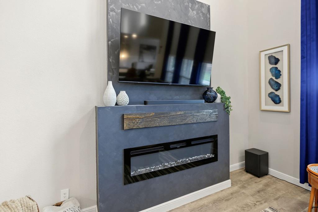 View of electric fireplace