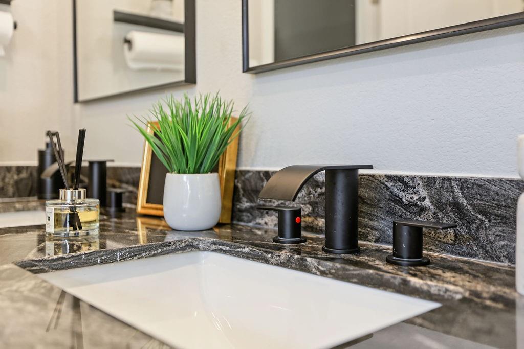 Close up view of primary vanity