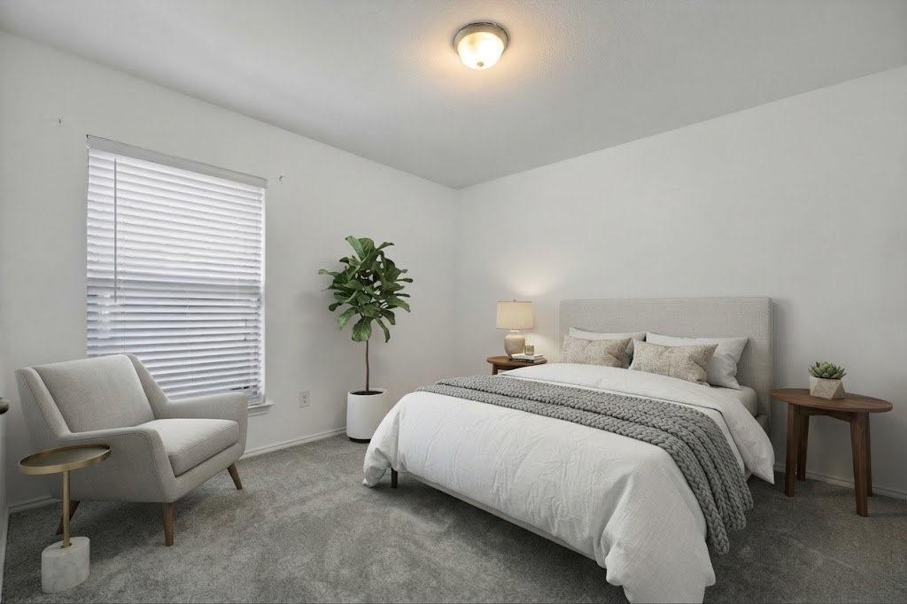 Wall-to-wall carpeting with a neutral color palette