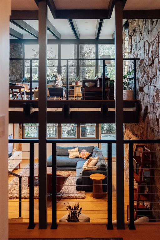 Treehouse vibes from both living areas