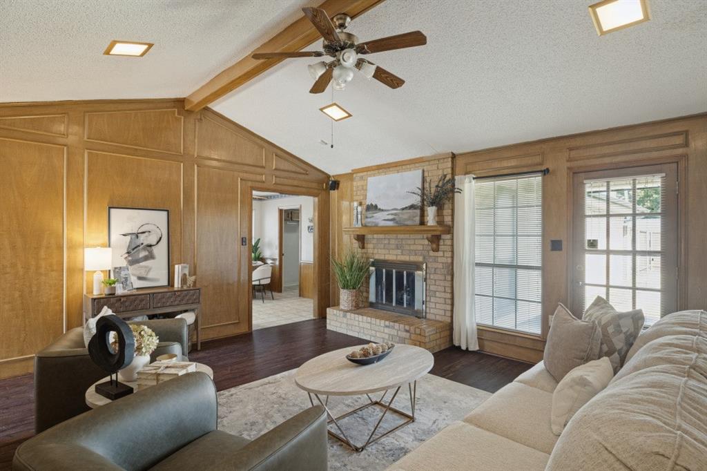 Living room is adjacent to the kitchen and breakfast nook