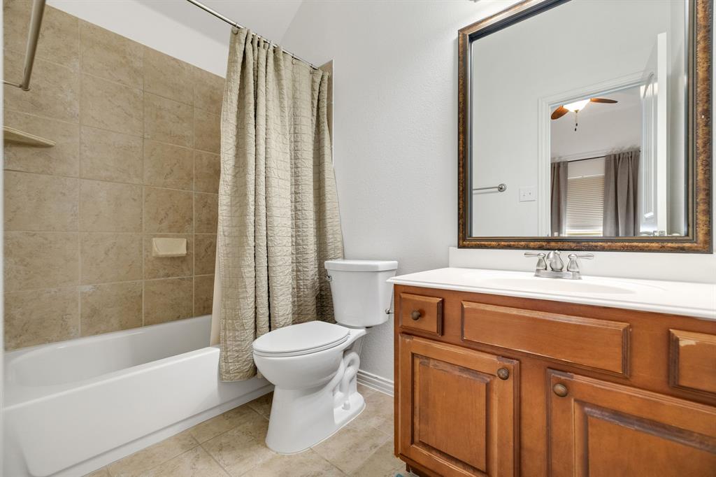 Bathroom that is attached to one of the upstairs bedrooms.