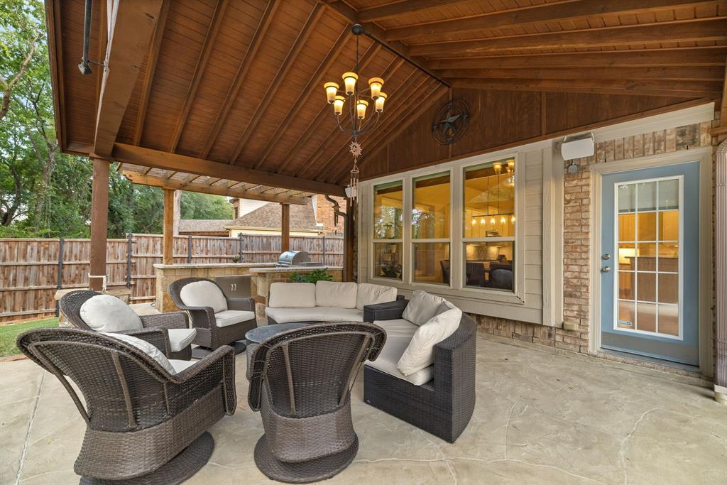 Covered patio is large enough for lots of friends and family to enjoy a quiet evening.