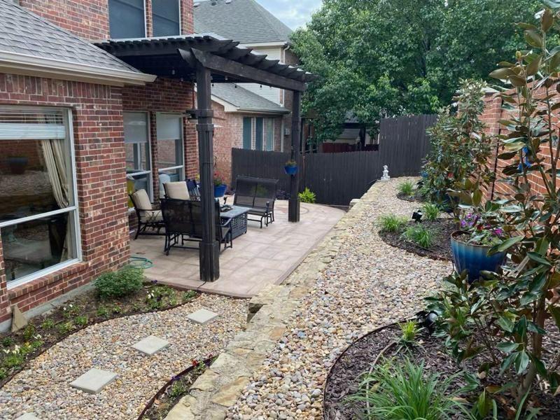 Brick exterior with an attached pergola and paver patio