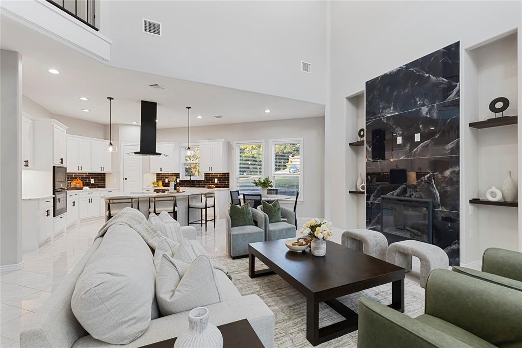 Soaring ceilings with recessed lighting