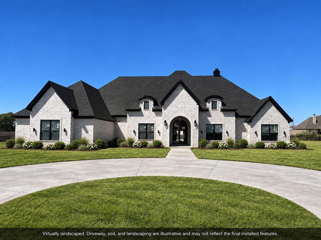 House sits on 1 acre lot! (This is rendering of house with lanscape, actual landscape to be installed soon.)
