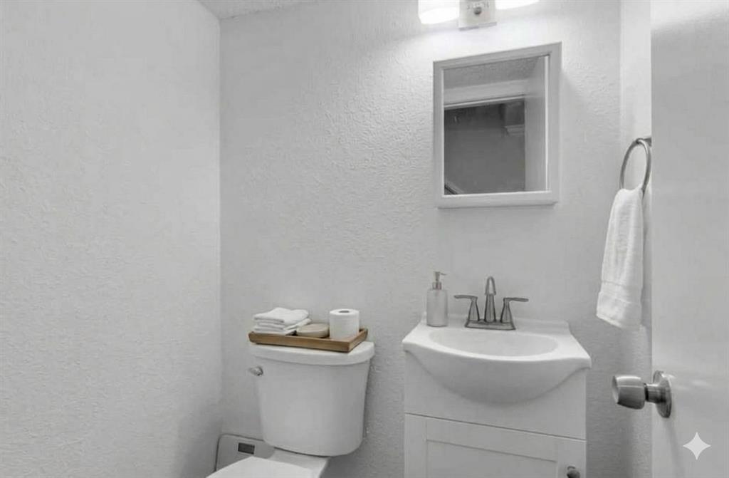 Virtually-staged half bathroom