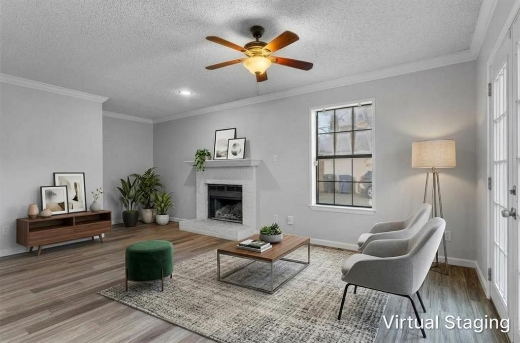 Virtually-staged living room