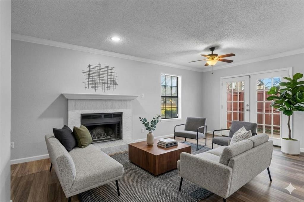 Virtually-staged living room