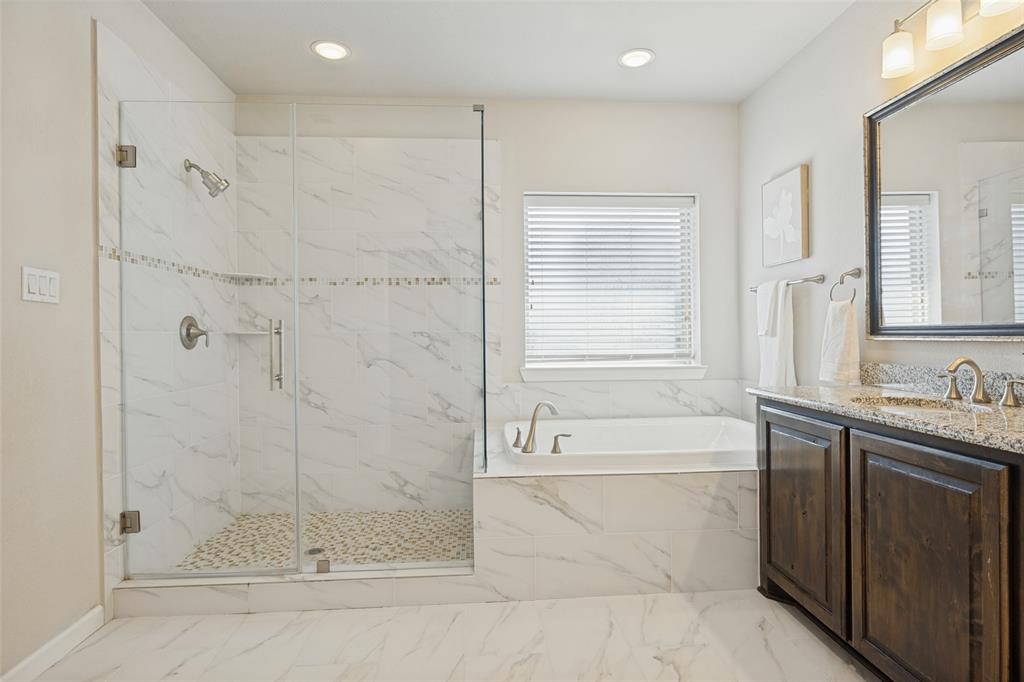 Walk In shower, deep soaker tub