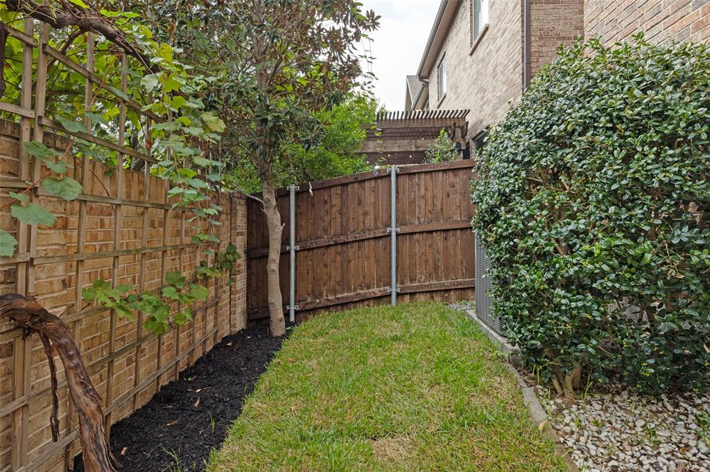 Grassy pet area in backyard