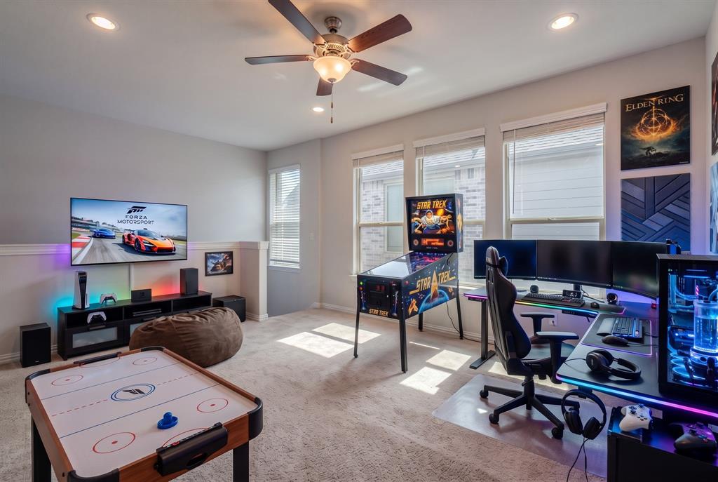 Virtually staged 2nd floor gameroom
