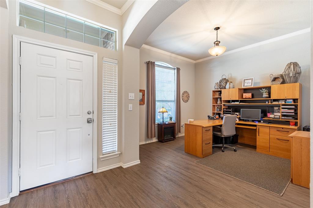 Open-concept entry with architectural detailing.