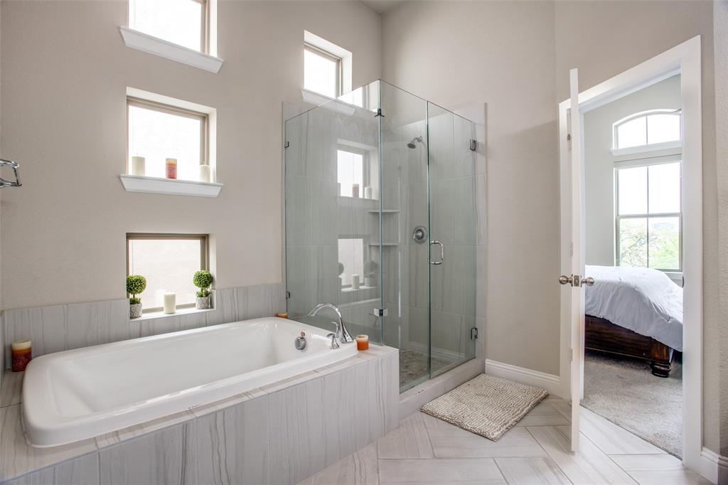 Primary bathroom with garden tub and stand alone shower